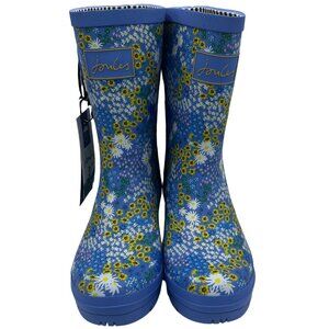 NWT- Joules Unisex Welly Mid High Blue Floral Mid Height Rain Boot Size 6